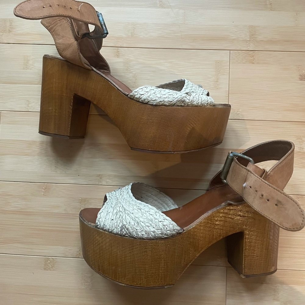 Chunky Wooden MIA platform woven sandal